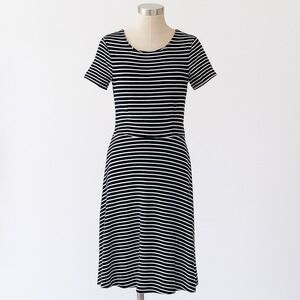 Madewell Dress Womens Medium Black & White Striped T-Shirt Stretch Mini Summer